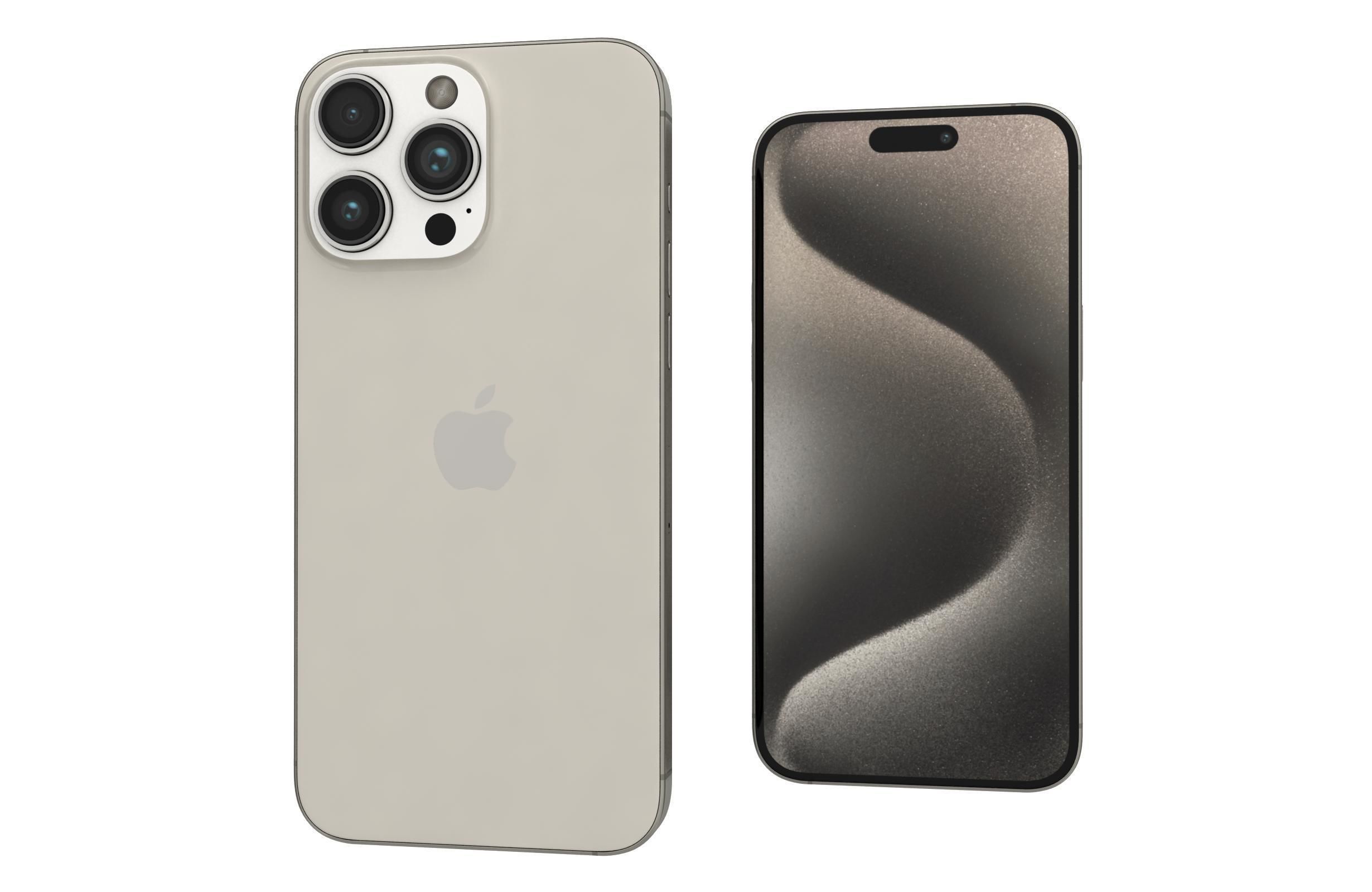 Apple iPhone 15 Pro Max Natural Titanium 3D model_4