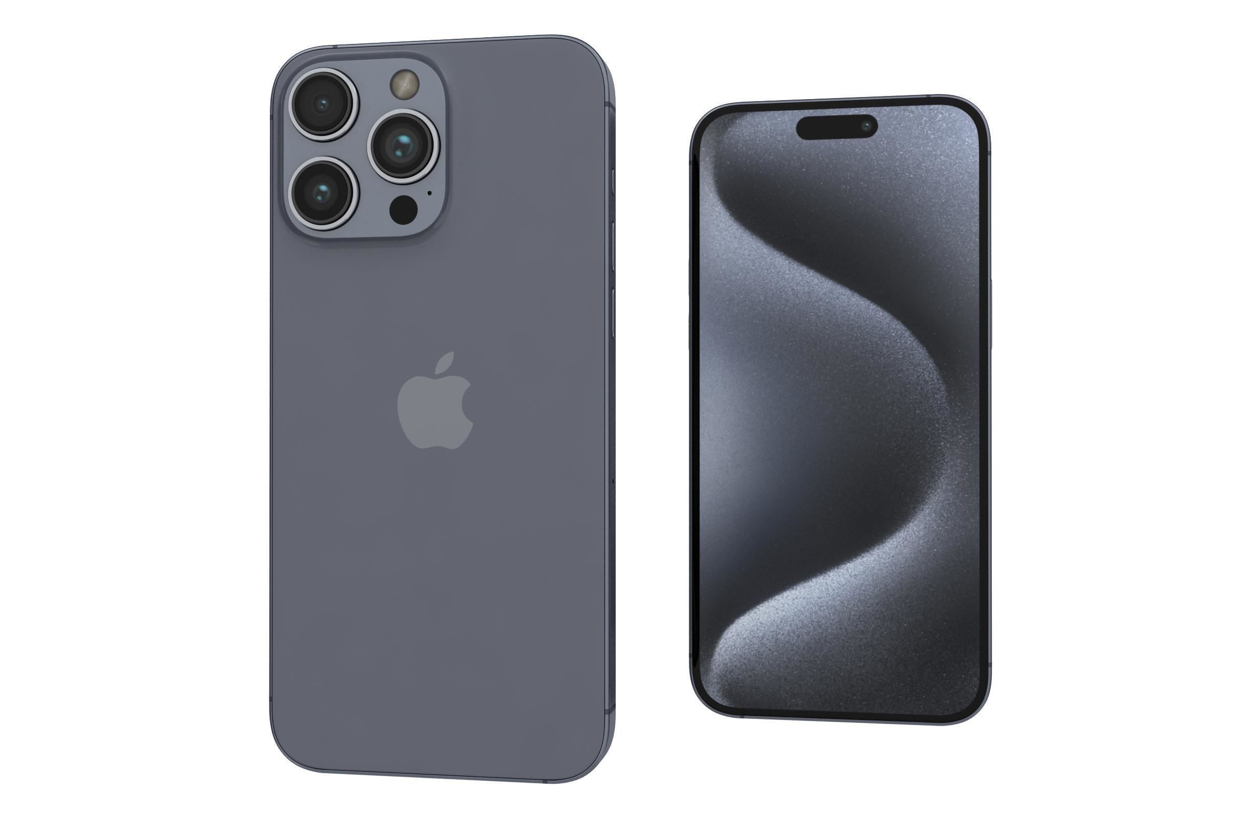 Apple iPhone 15 Pro Max Blue Titanium 3D model_7