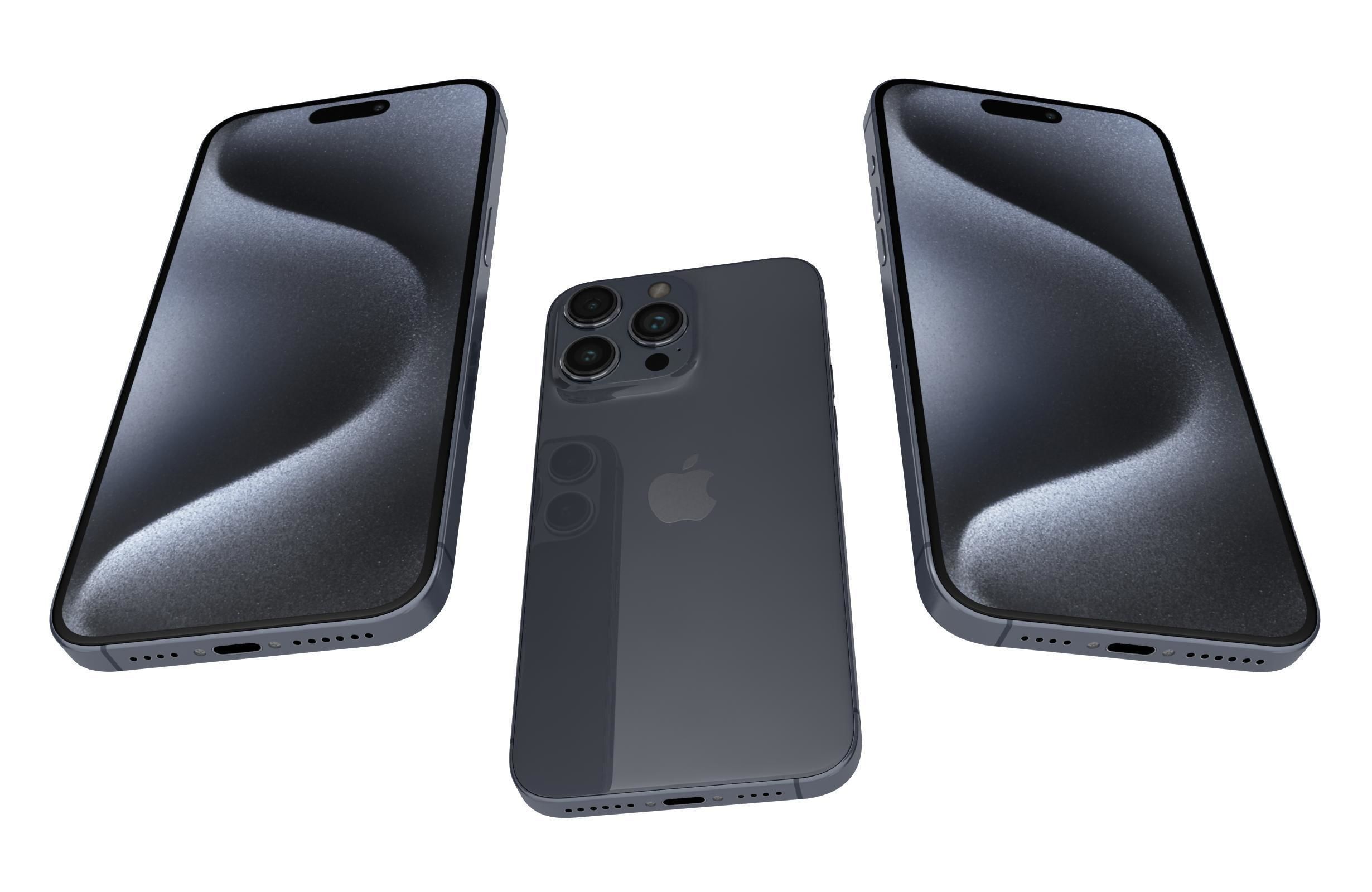 Apple iPhone 15 Pro Max Blue Titanium 3D model_2