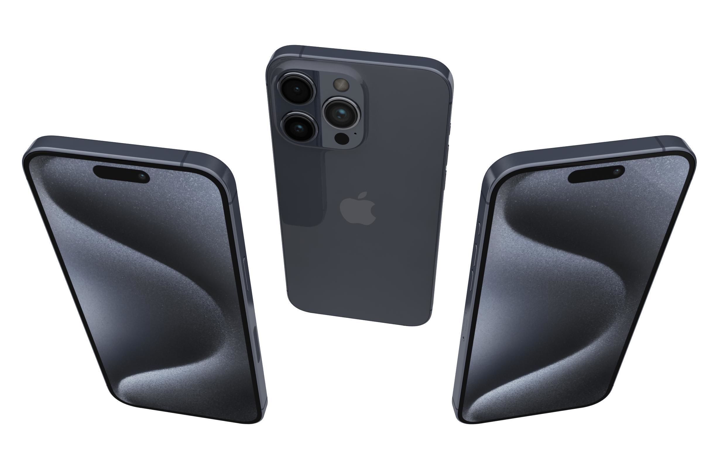Apple iPhone 15 Pro Max Blue Titanium 3D model_1