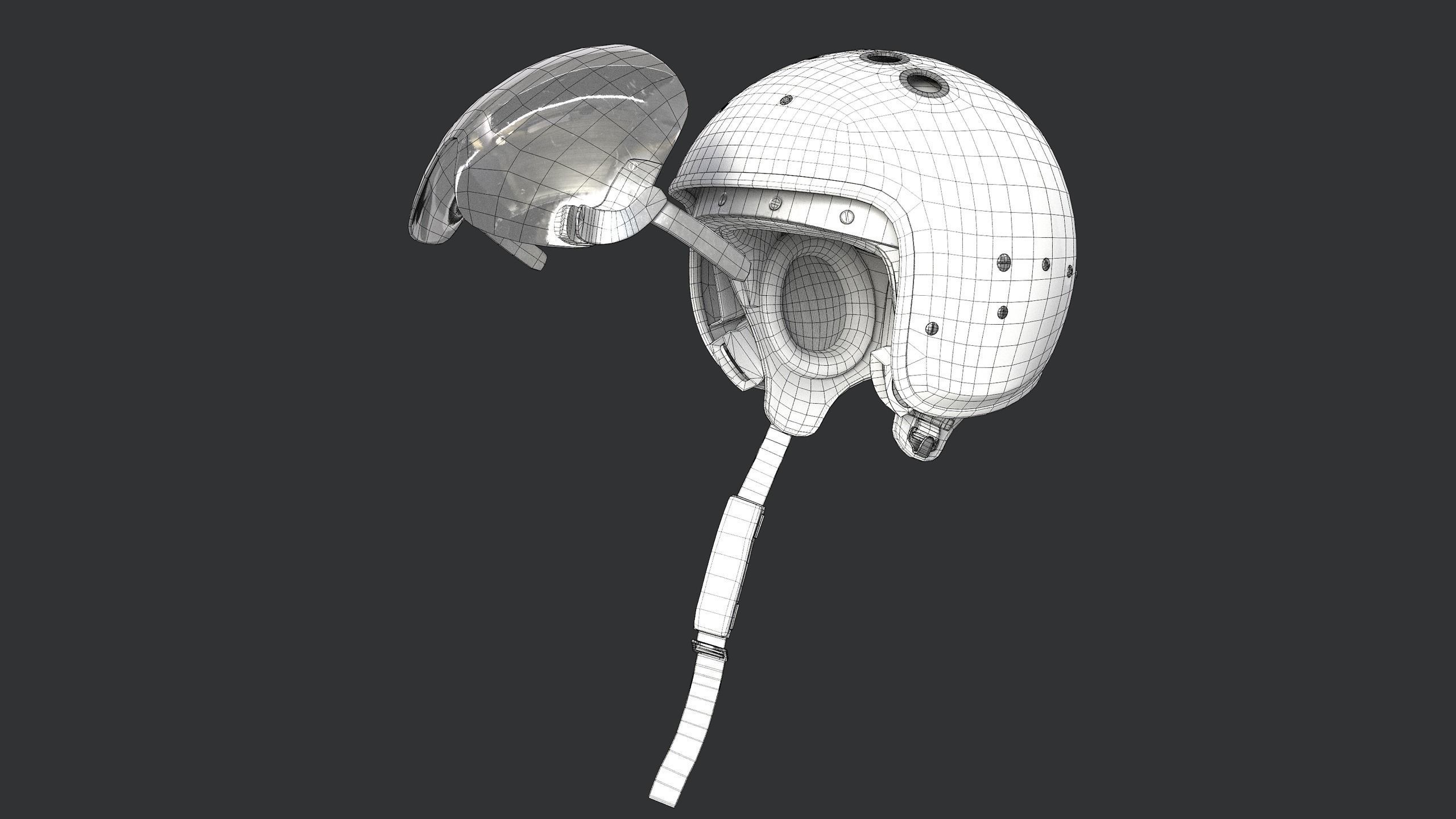 Jet Pilot Helmet ZSH-7A Low-poly 3D model_13