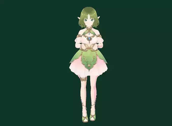 Vroid studio 3D cute anime girl elf healer character 3D model