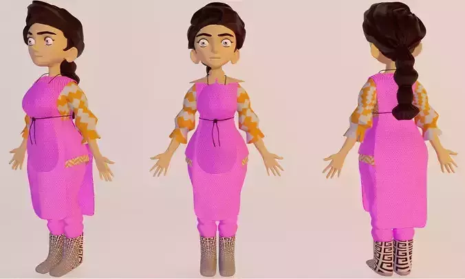 Stylized 3D Female Model Low-poly 3D model