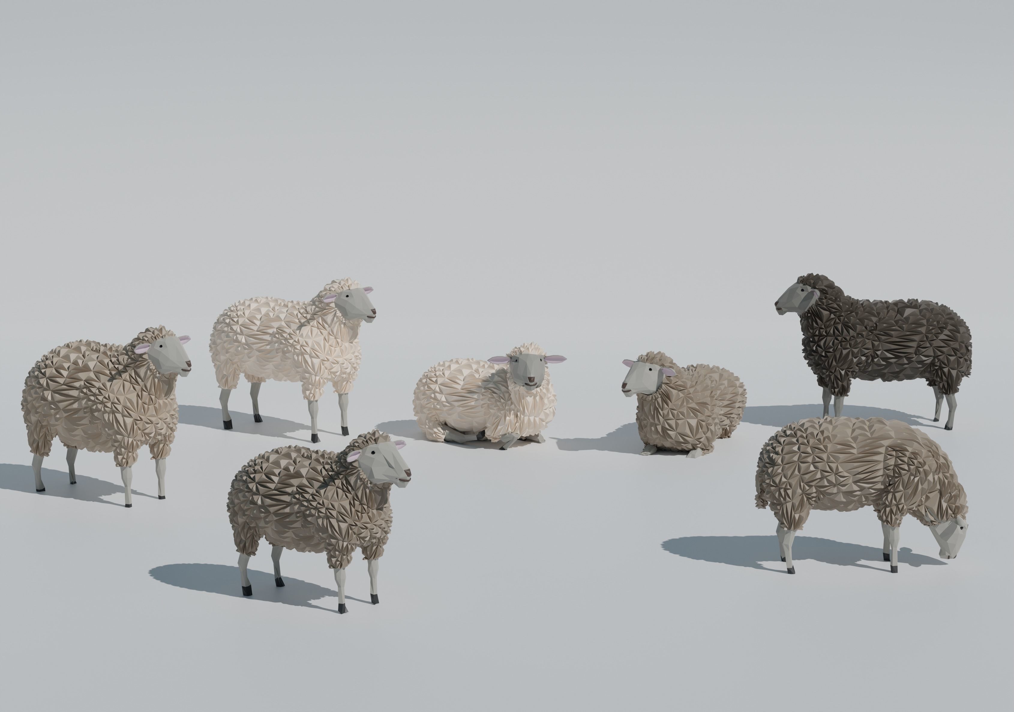 low poly sheep pack Low-poly 3D model_1