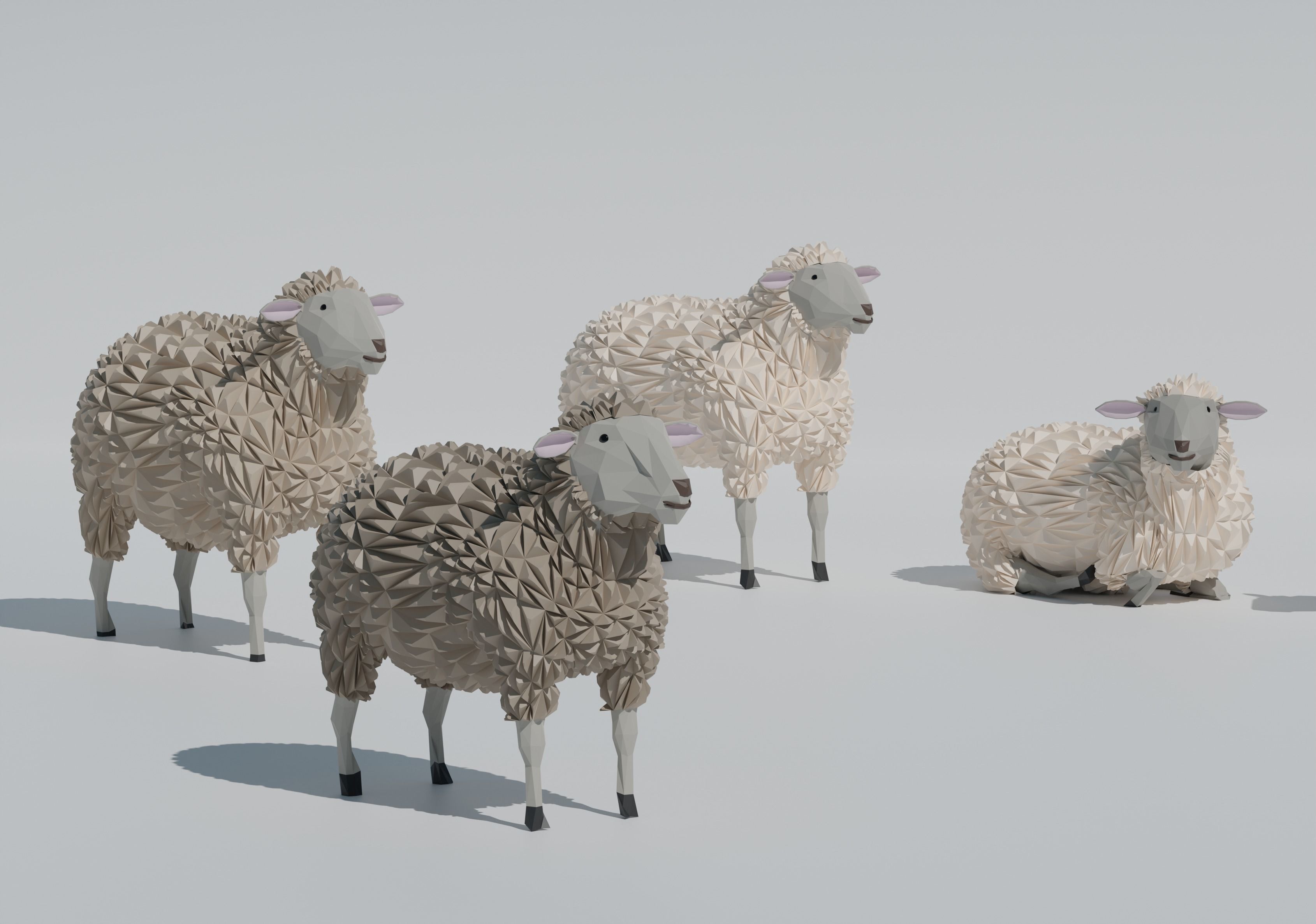 low poly sheep pack Low-poly 3D model_2