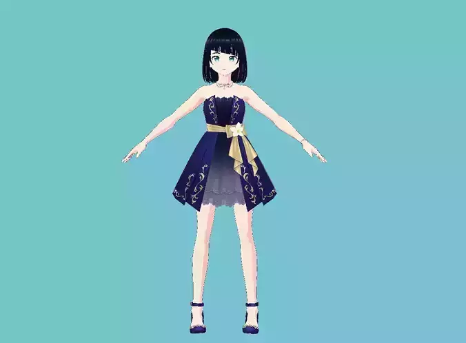 Vroid 3D cute anime character Model Low-poly 3D model