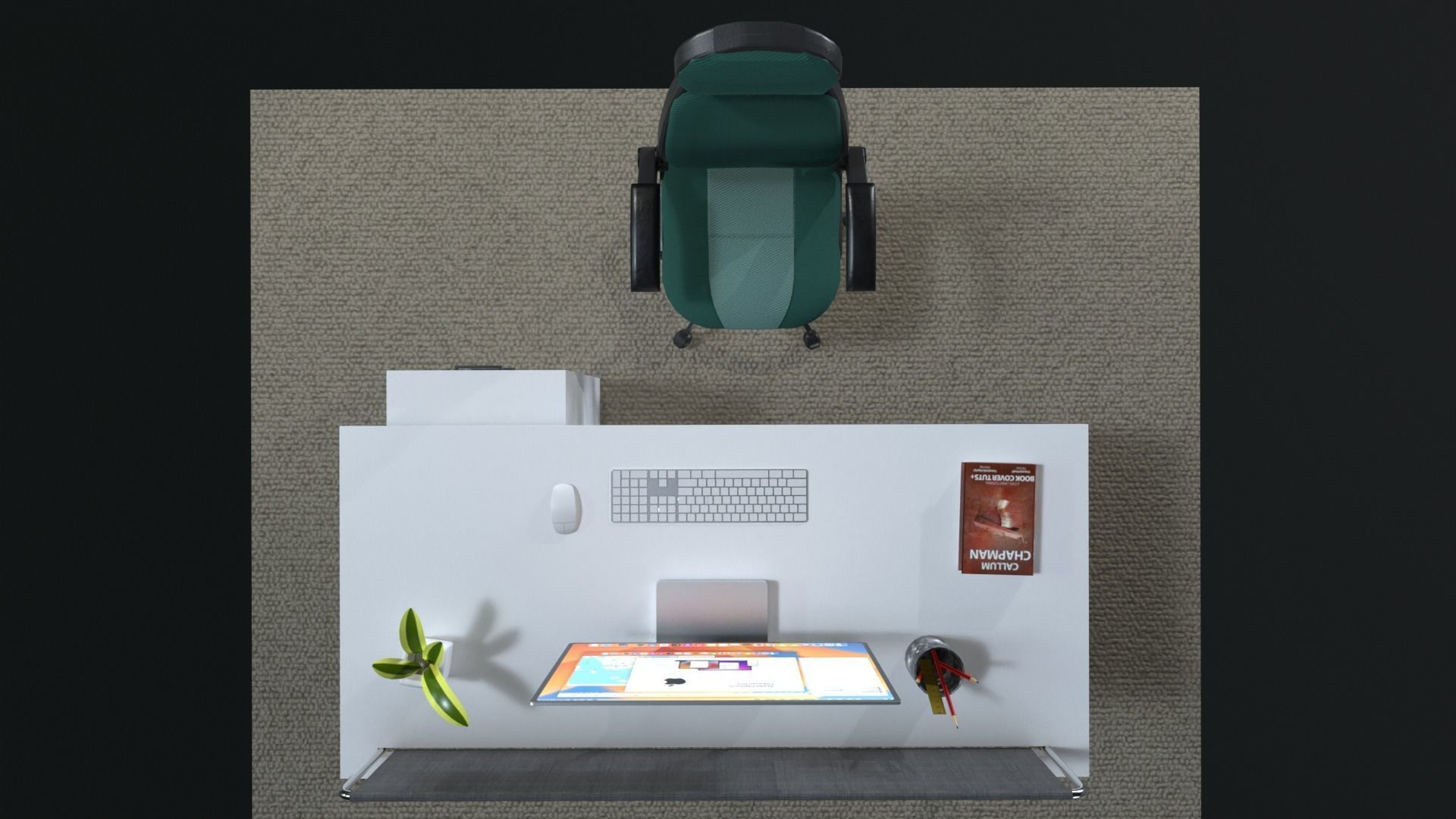 Workstation Low-poly 3D model_3