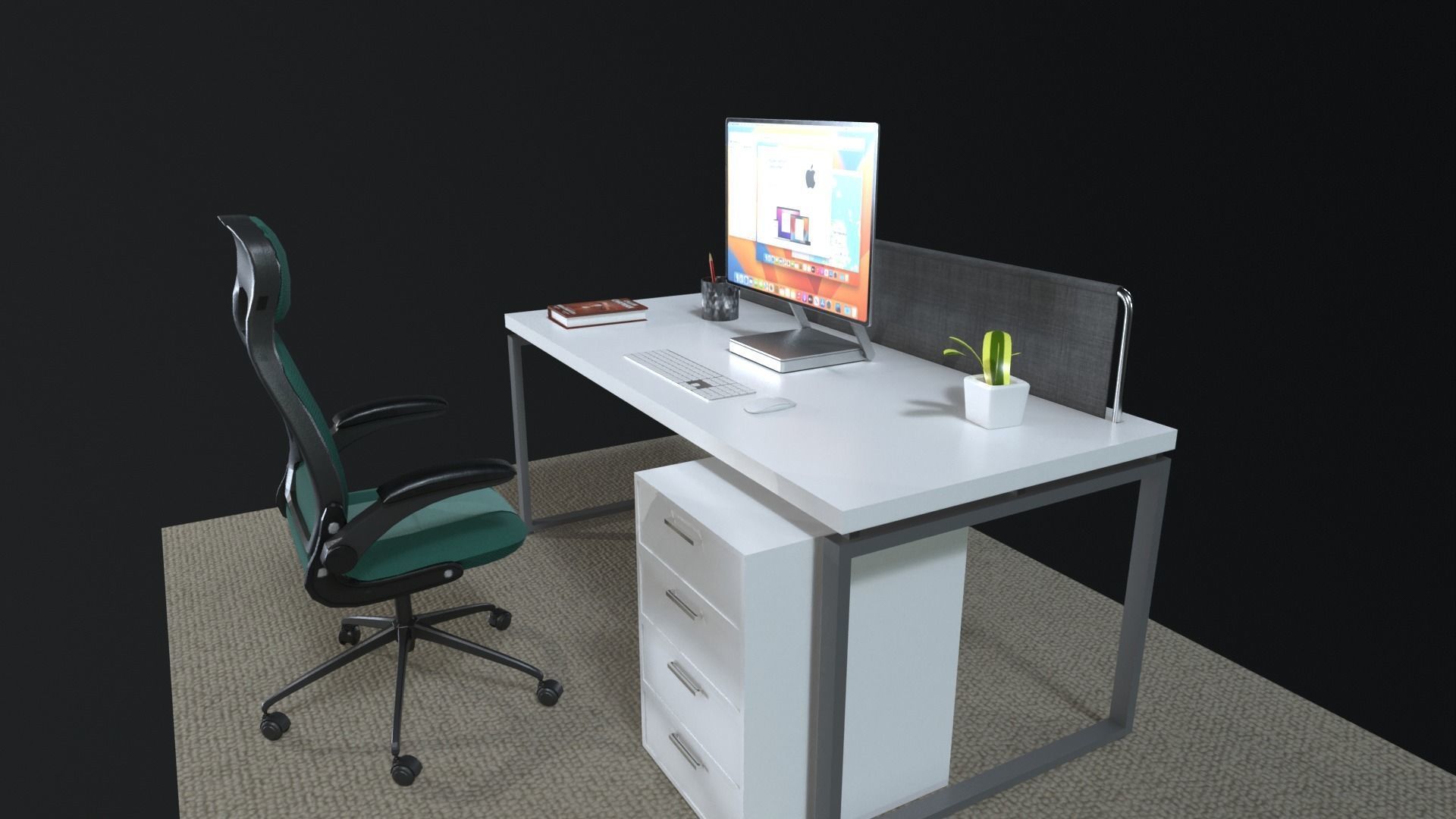 Workstation Low-poly 3D model_4