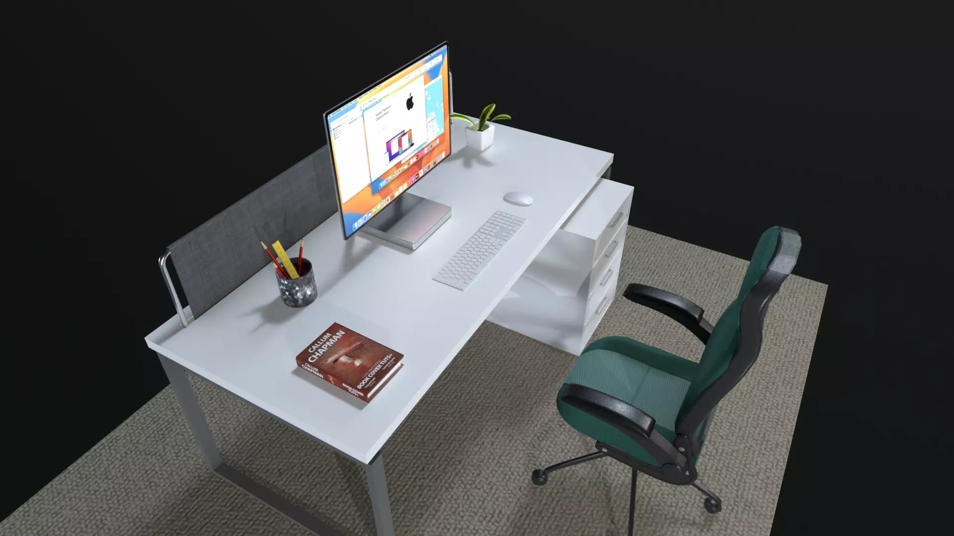 Workstation Low-poly 3D model_0