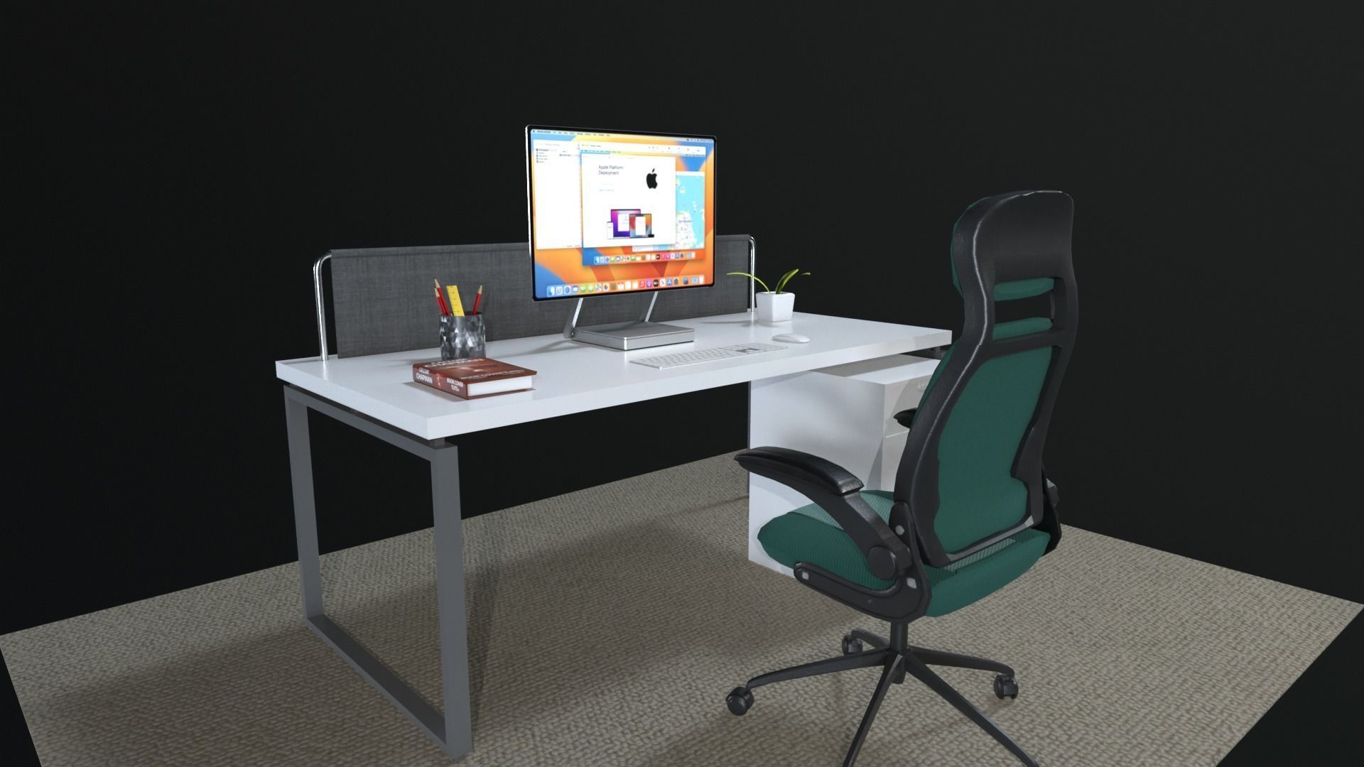 Workstation Low-poly 3D model_2