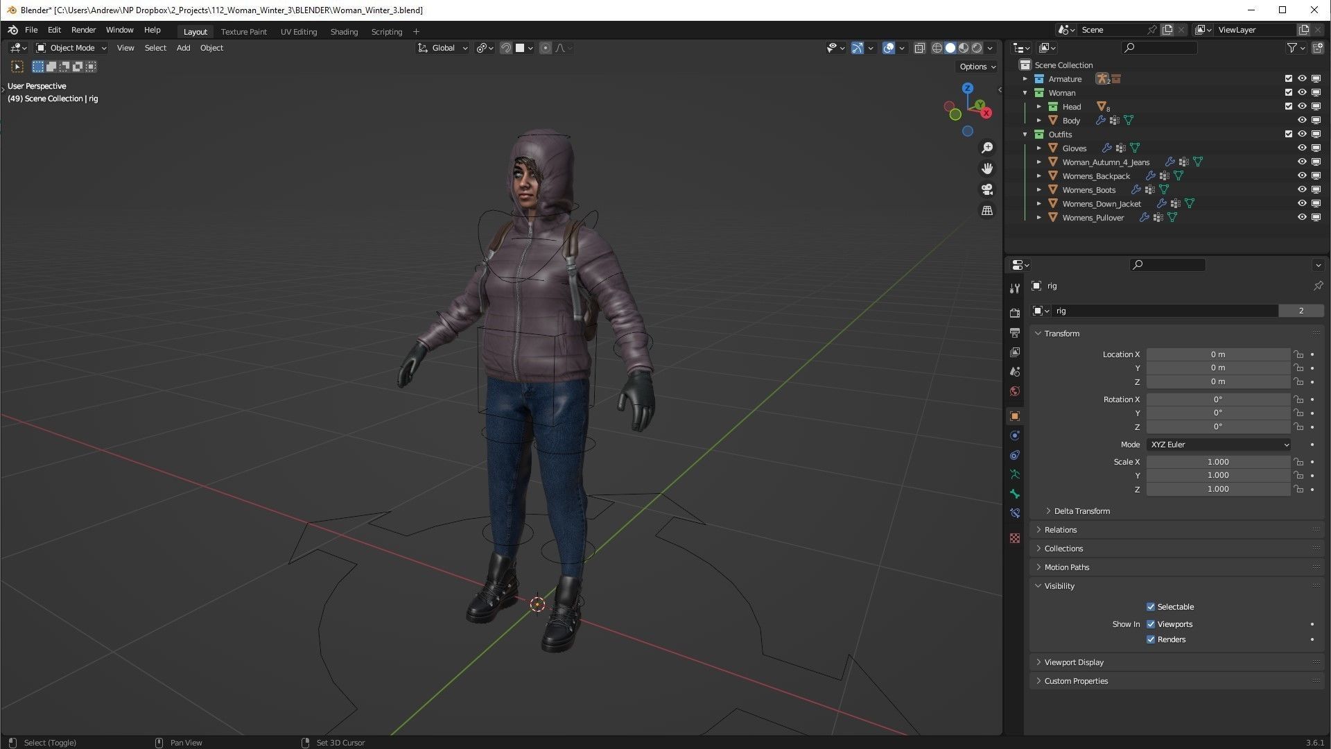 Womens Winter Outfits  3D Model Collection_10