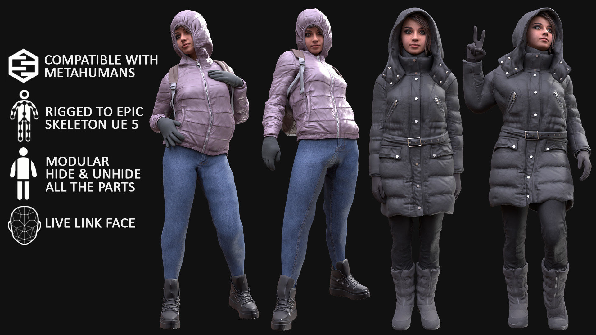 Womens Winter Outfits  3D Model Collection_5
