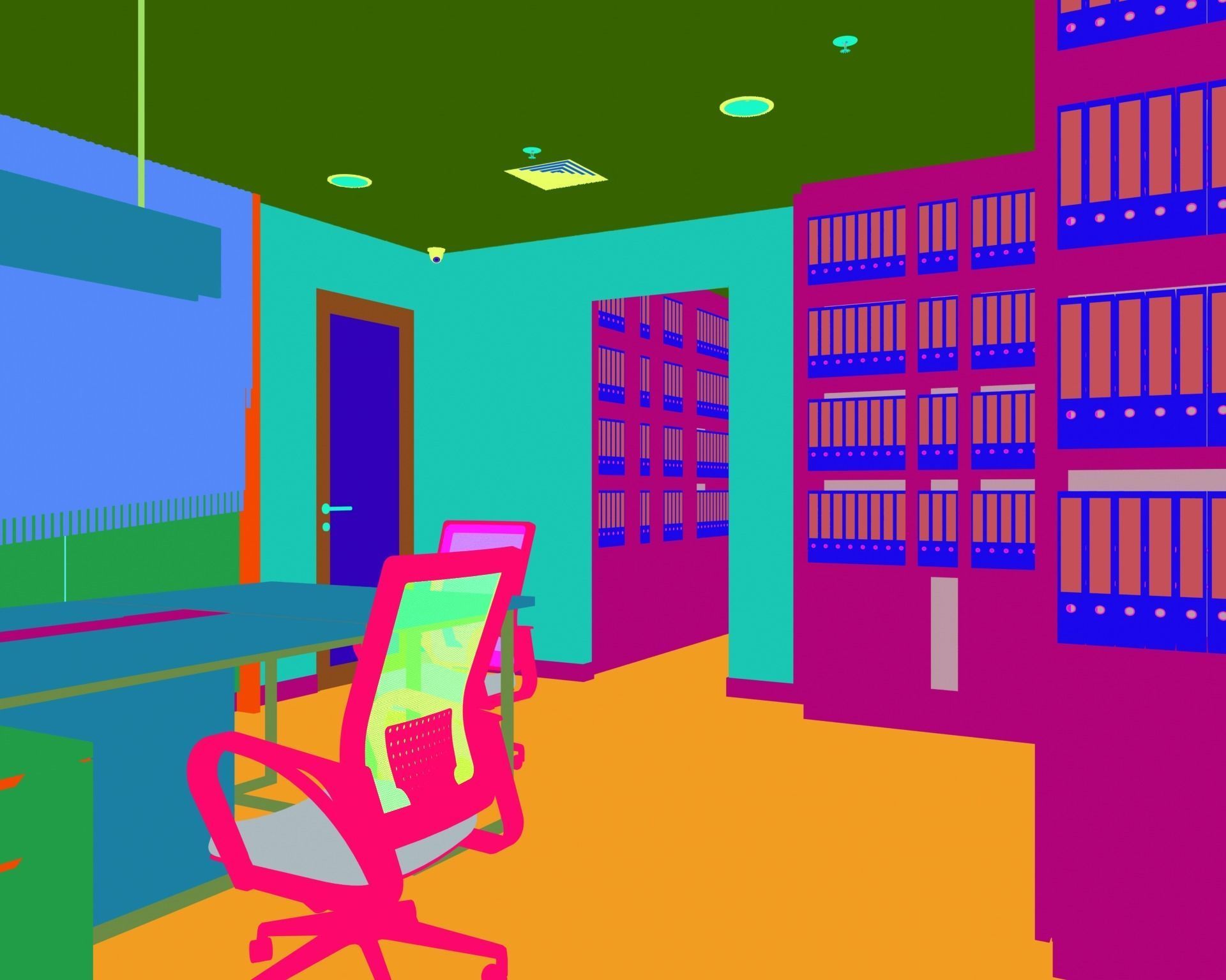 Design Office Working Space ATQ Low-poly 3D model_9