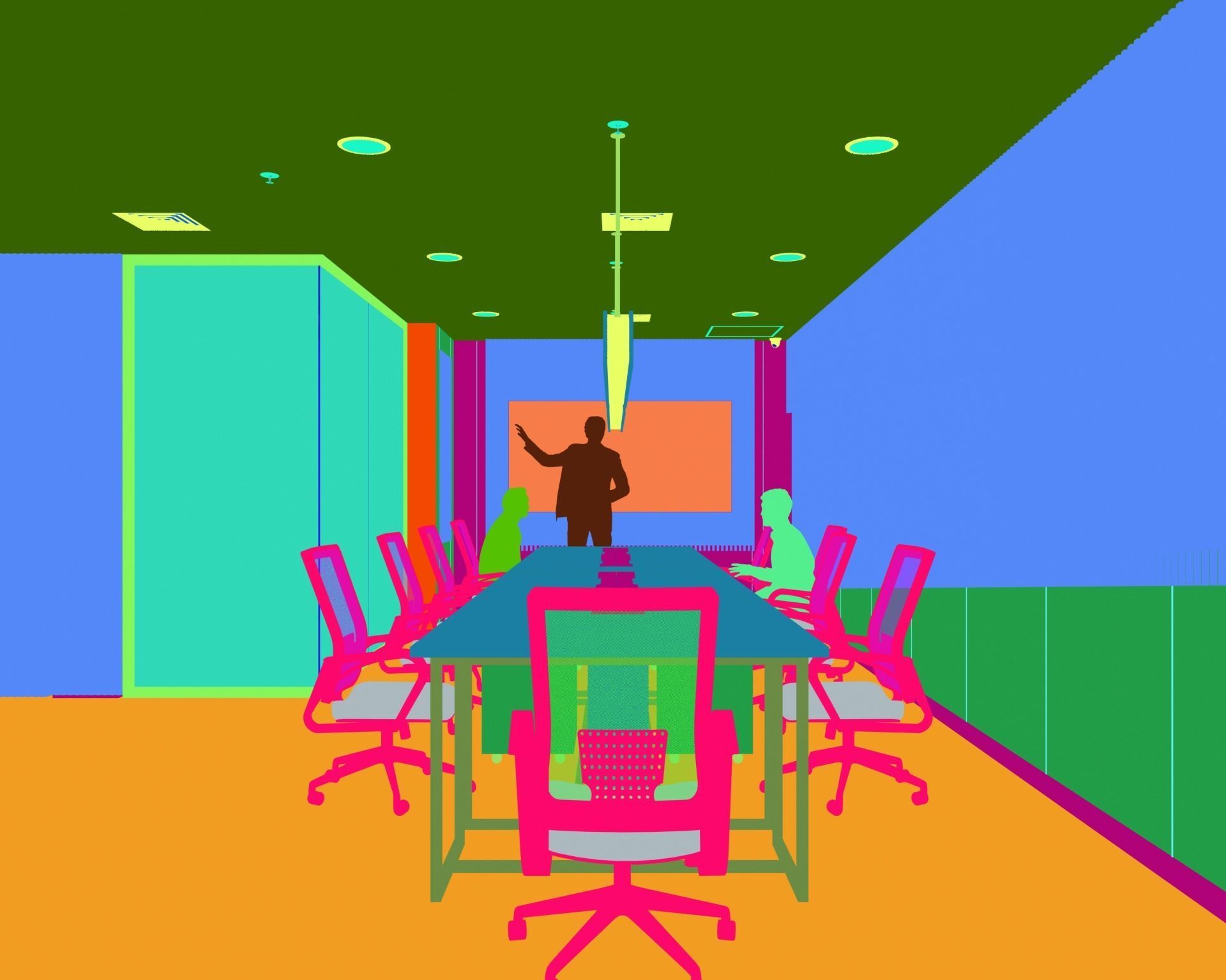 Design Office Working Space ATQ Low-poly 3D model_12
