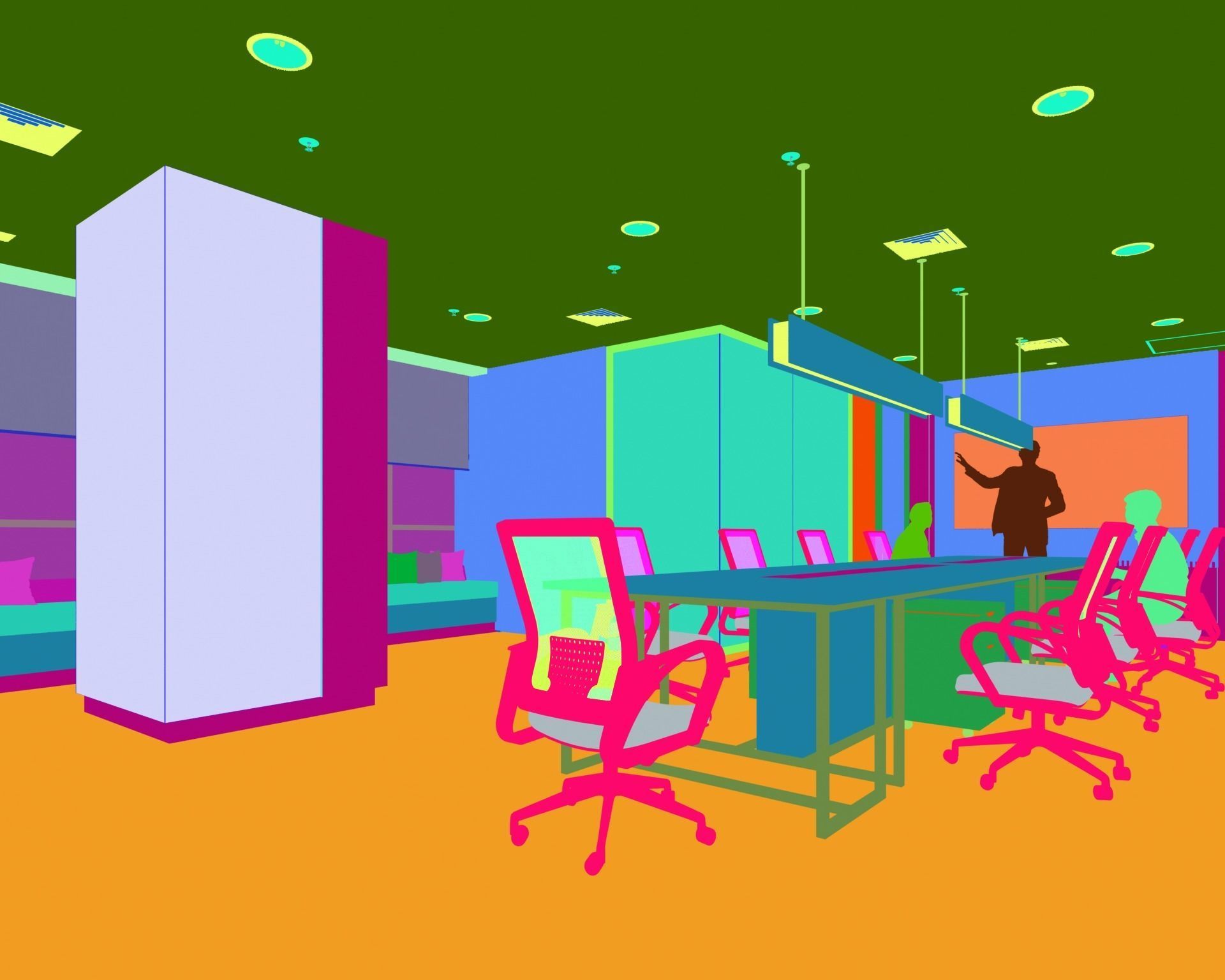 Design Office Working Space ATQ Low-poly 3D model_7