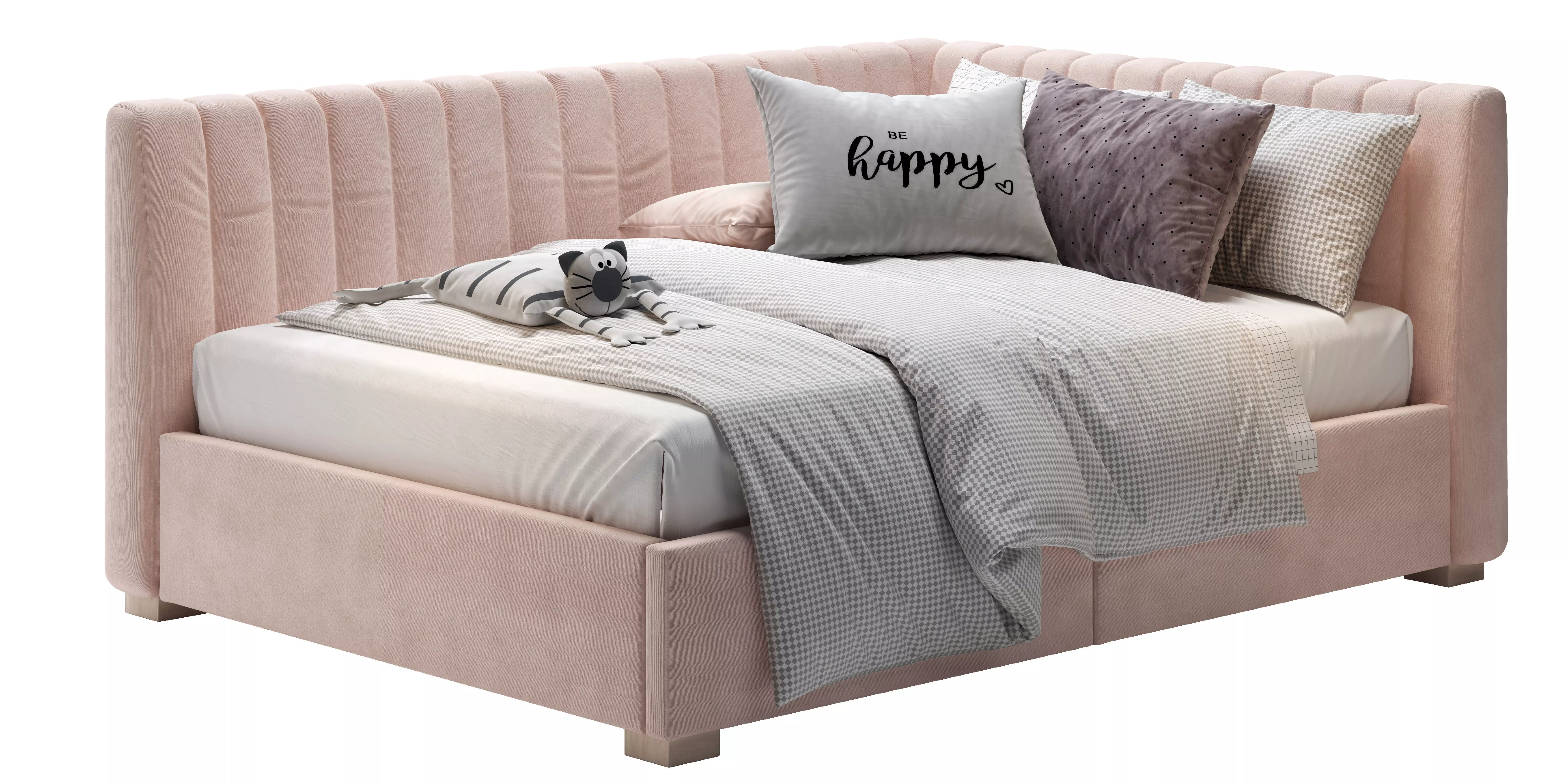 Avalon Upholstered Corner Storage Bed 3D model