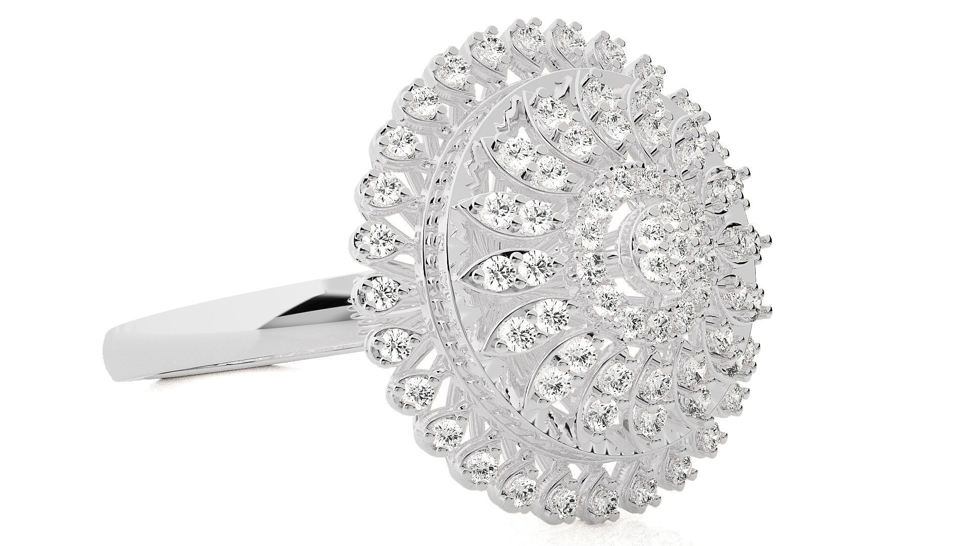 Flower Italian High Jewelry Diamond Cocktail Ring 3dm renders 3D print model_6