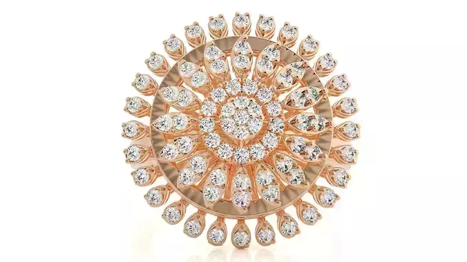 Flower Italian High Jewelry Diamond Cocktail Ring 3dm renders