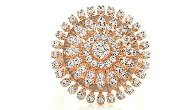 Flower Italian High Jewelry Diamond Cocktail Ring 3dm renders 3D print model