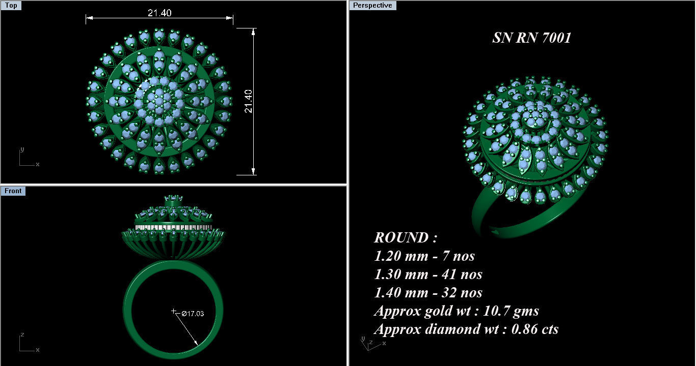 Flower Italian High Jewelry Diamond Cocktail Ring 3dm renders 3D print model_2