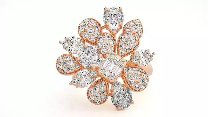 Leaves High Jewelry Diamond Cocktail Ring 3dm stl 3dm stl 