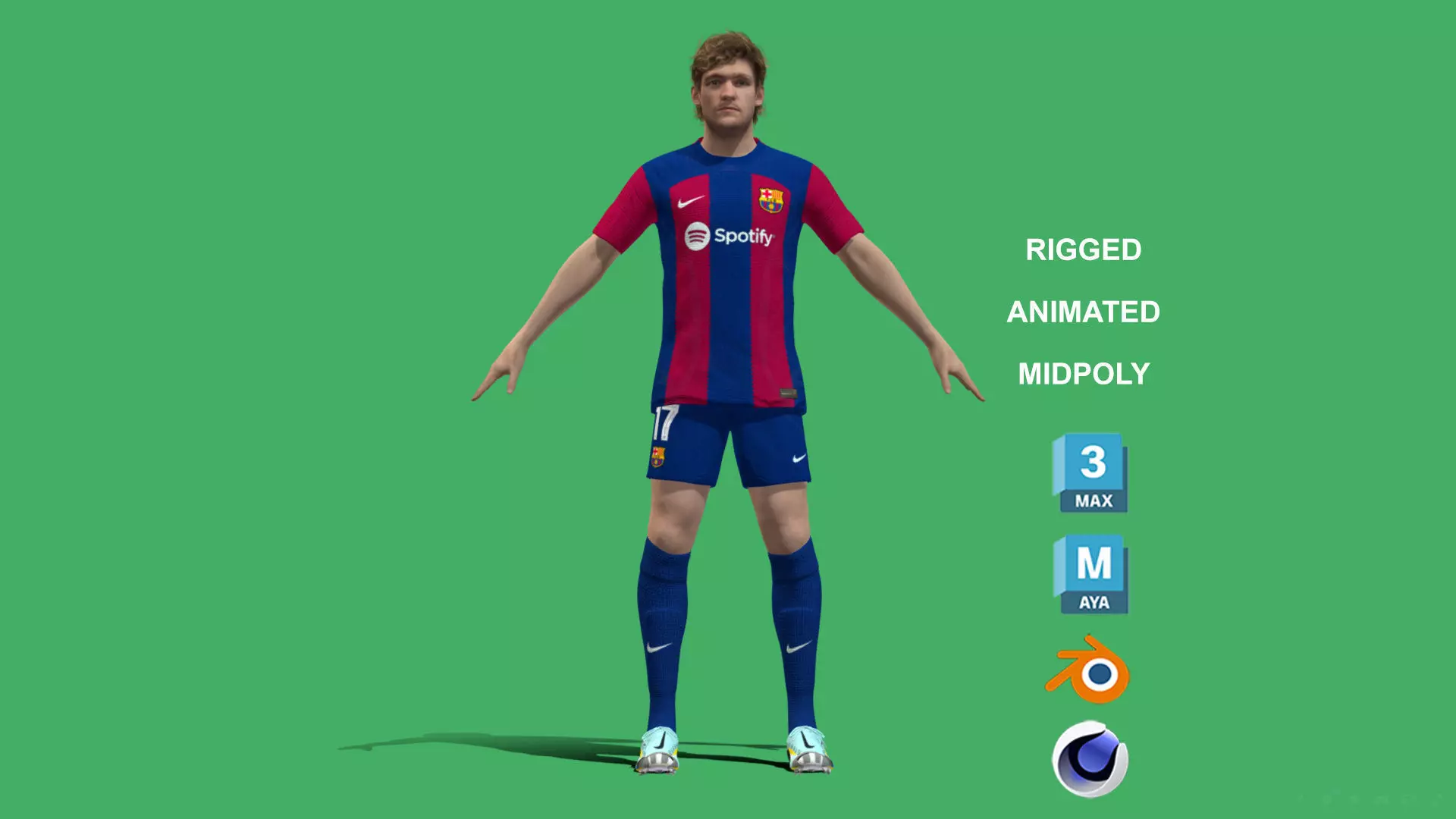 3D Rigged Marcos Alonso Barcelona 2024 3D model