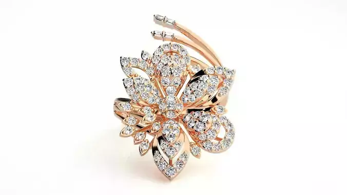 Flowers High Jewelry Diamond Cocktail Ring 3dm stl 3dm stl 