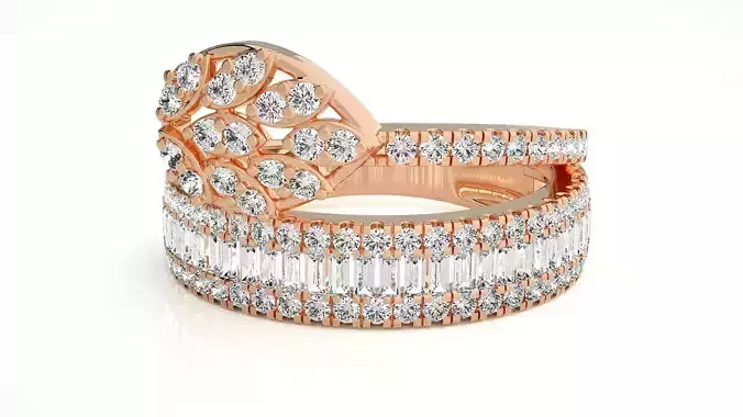 Leaf Italian High Jewelry Diamond Cocktail Ring 3dm renders
