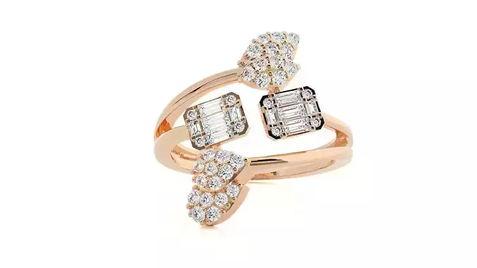 Leaf Italian High Jewelry Diamond Cocktail Ring 3dm renders  3D print model