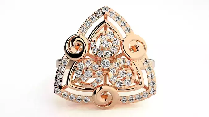  Flower Italian High Jewelry Diamond Cocktail Ring 3dm renders  3D print model