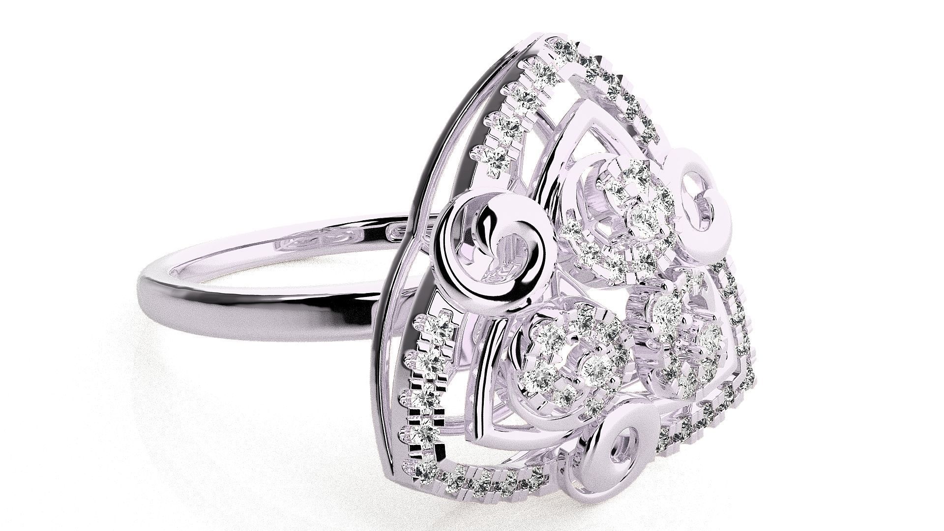  Flower Italian High Jewelry Diamond Cocktail Ring 3dm renders  3D print model_6