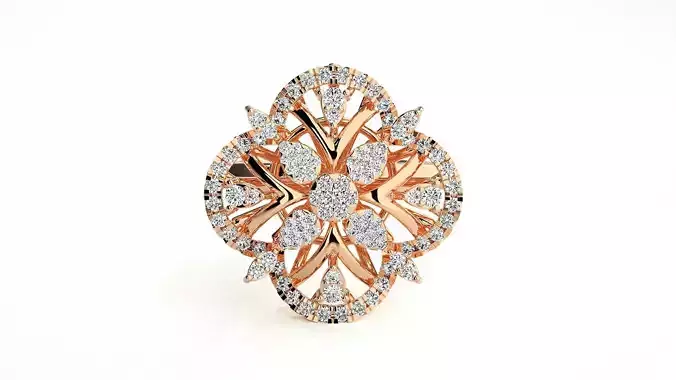  Flower Italian High Jewelry Diamond Cocktail Ring 3dm renders  3D print model