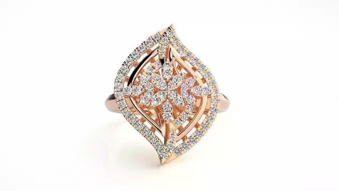  Flower Italian High Jewelry Diamond Cocktail Ring 3dm renders  3D print model