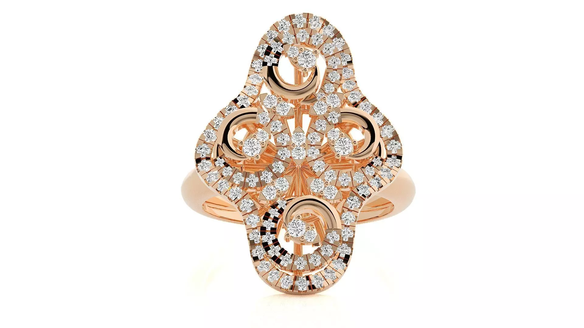 Flower Italian High Jewelry Diamond Cocktail Ring 3dm renders 3D print model