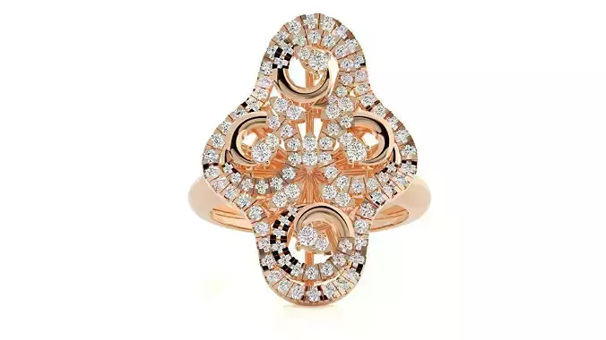 Flower Italian High Jewelry Diamond Cocktail Ring 3dm renders