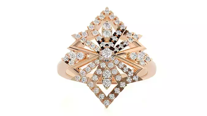 Flower Italian High Jewelry Diamond Cocktail Ring 3dm renders