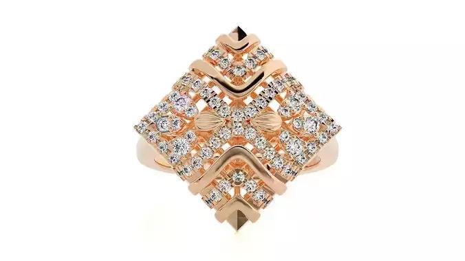 Flower Italian High Jewelry Diamond Cocktail Ring 3dm renders