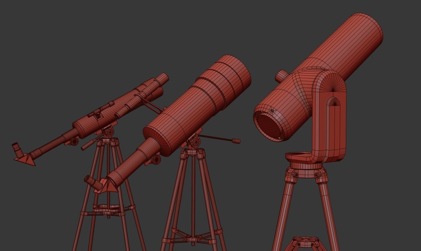 Telescope Pack Low-poly 3D model_22