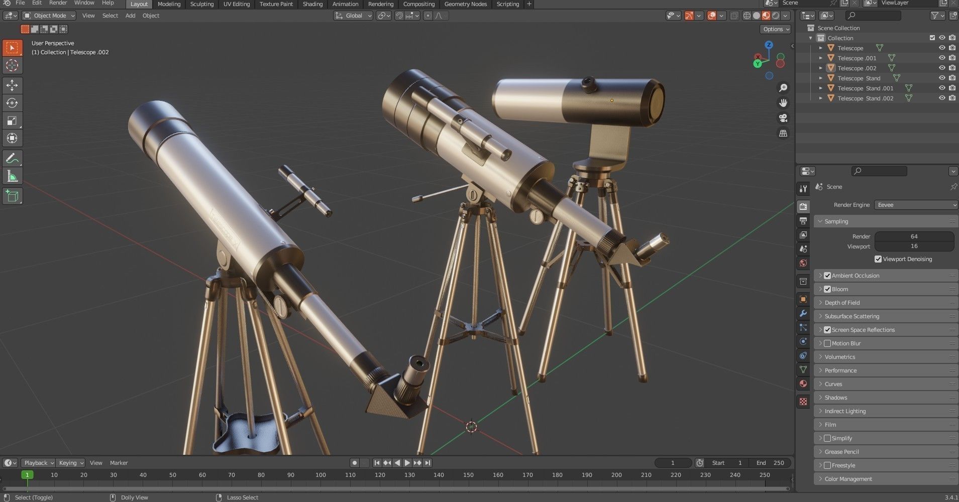 Telescope Pack Low-poly 3D model_18