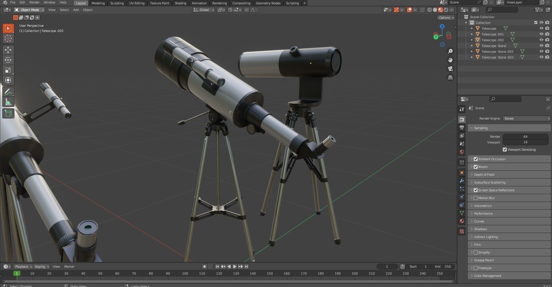 Telescope Pack Low-poly 3D model_20