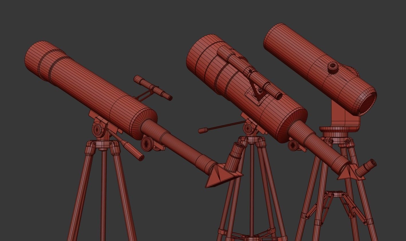 Telescope Pack Low-poly 3D model_23