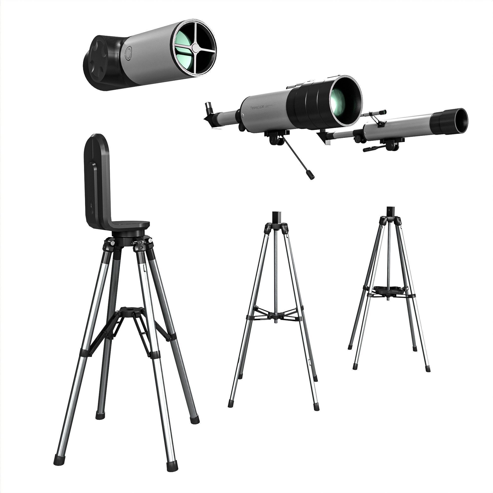 Telescope Pack Low-poly 3D model_12