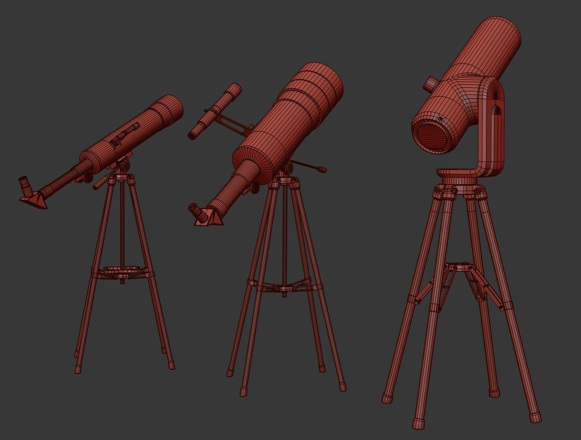 Telescope Pack Low-poly 3D model_24