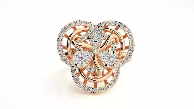 Ultra Vision Flower Wire Mesh High Jewelry Diamond Cocktail Ring