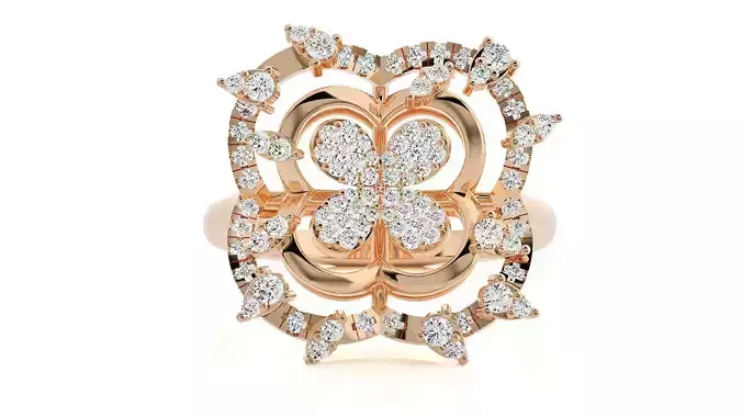 Flower Italian High Jewelry Diamond Cocktail Ring 3dm renders