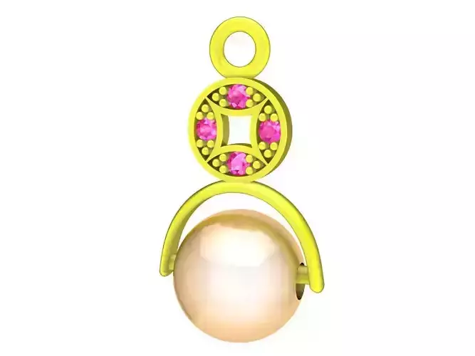 6688 Chinese Coin Pearl Diamond Women Pendant