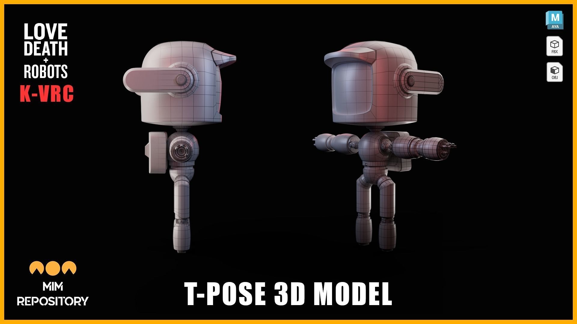 Love Death Robots K-VRC T-Pose 3D Model Low-poly 3D model_2