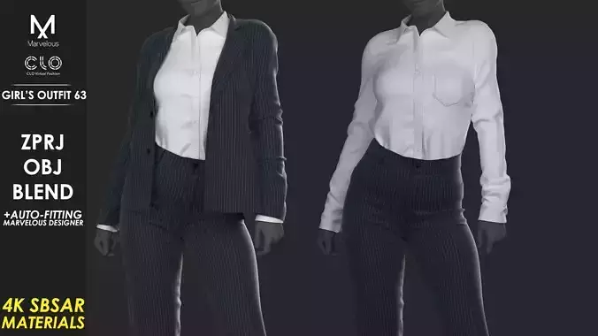 Girls Outfit 63 - Marvelous Designer 3D model