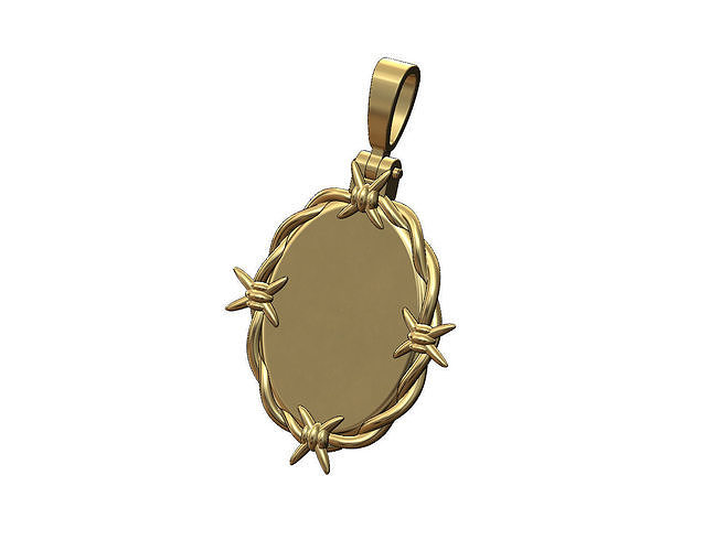 Oval thornes barbwire pendant with bail 3D print model