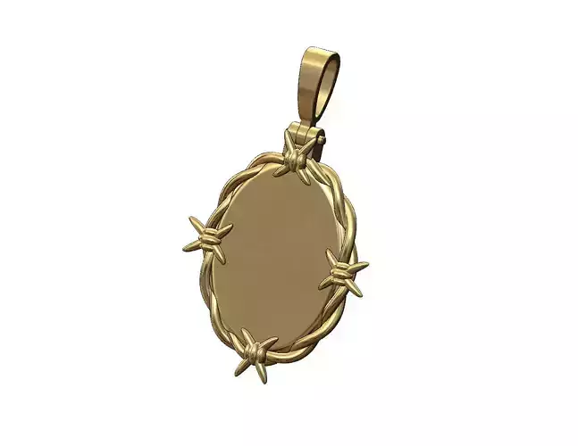 Oval thornes barbwire pendant with bail 3D print model